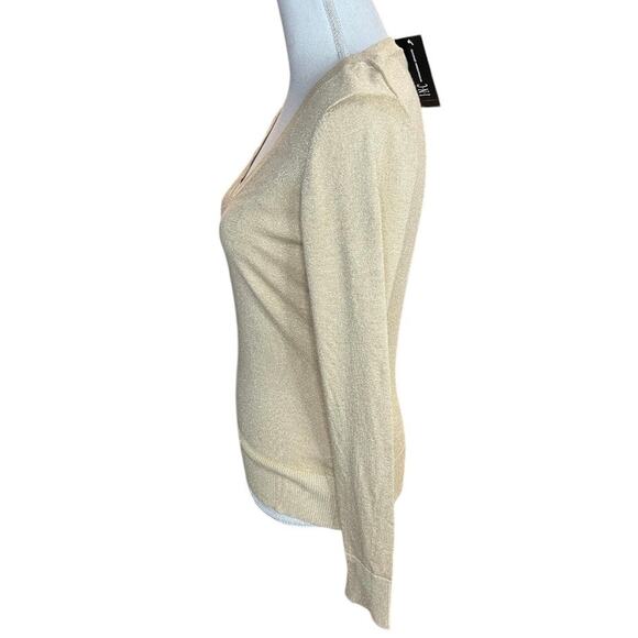 INC International Concepts Y2K metallic gold shimmer sweater NEW dead stock - Picture 3 of 9